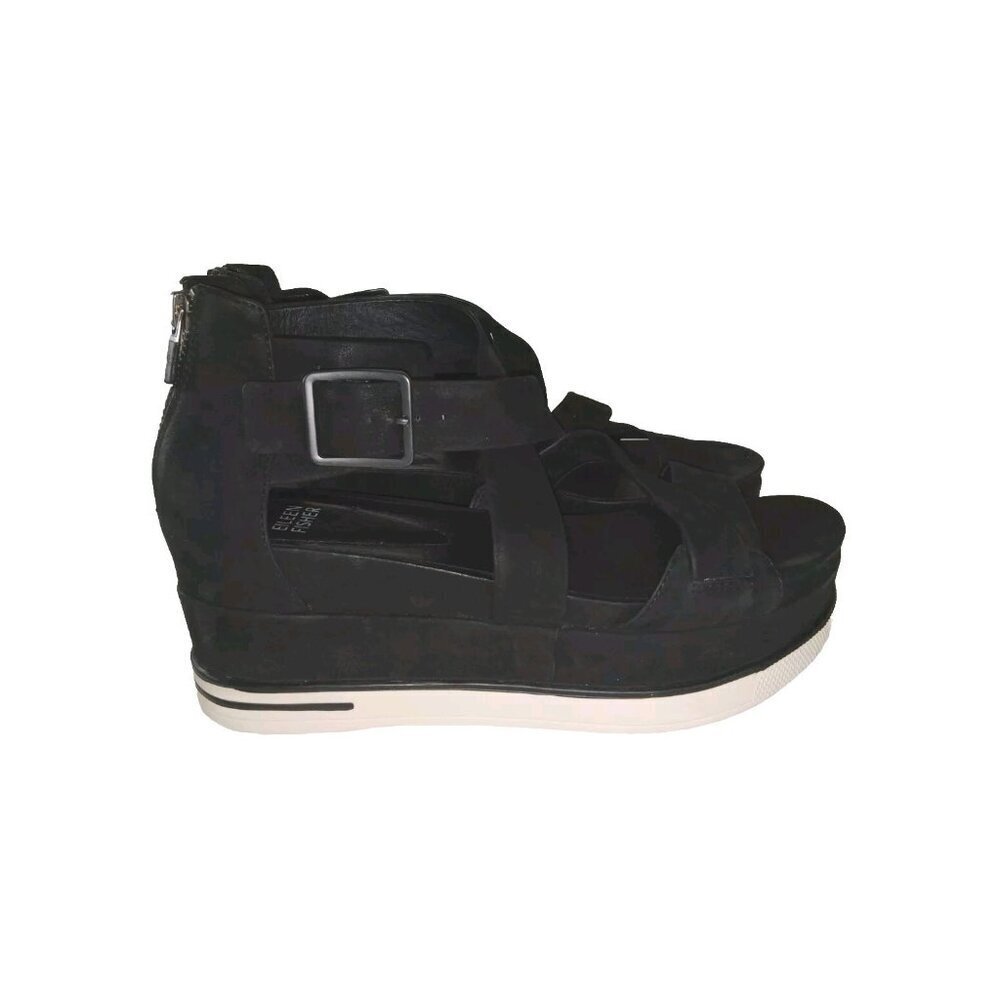 Eileen Fisher  Black Boost Platform Sandal 9 Summer Vacation Travel Minimalist - Picture 6 of 12